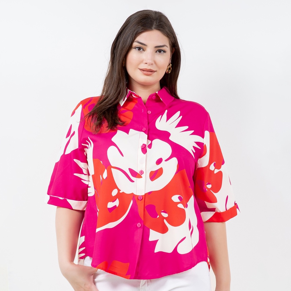 B-10003-7，Print top，Plus Size ，Curve Size，Brand new
